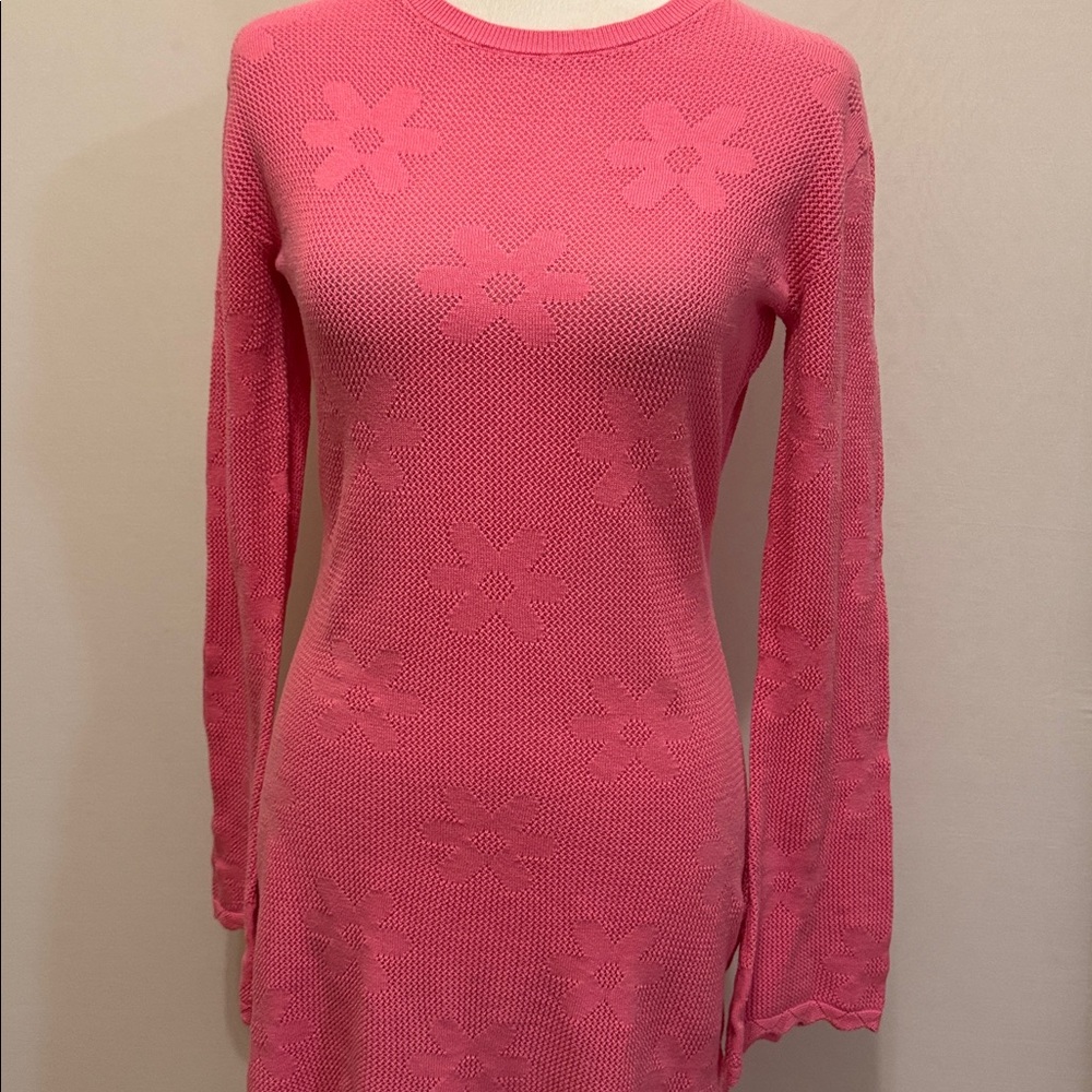 ๐ธ BEACH RIOT Libbi Long Sleeve Pink Cotton Cover-Up Flower Embroidery Dress ๐ธ - Picture 8 of 9